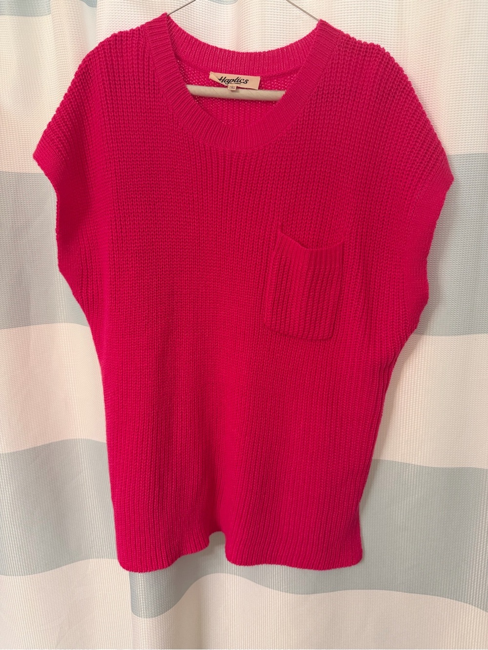Maglifico Hot Pink Knit Short-Sleeve Sweater with Chest Pocket
